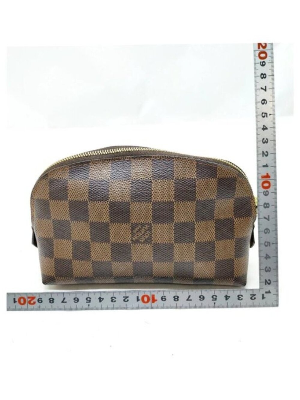 Authentic Louis Vuitton Cosmetic Pochette Damier Ebene Makeup Pouch Brown Canvas - Picture 3 of 16